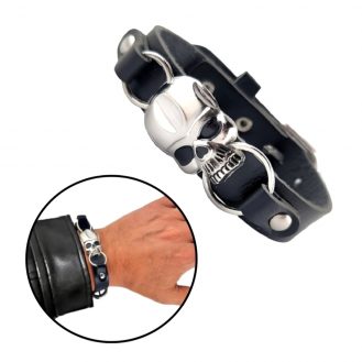 Armband Totenkopf Herren Damen Biker Modeschmuck Skelettkopf Motiv Vintage Schwarz