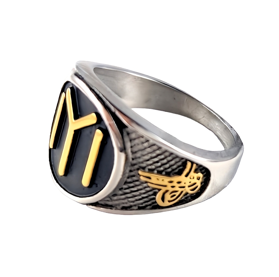 Fingerring IYI Zeichen Symbol Damen Herren Ring Gr.10 Schwarz Modeschmuck – Bild 4