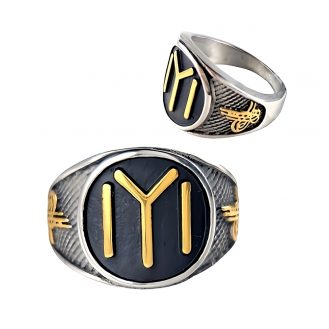 Fingerring IYI Zeichen Symbol Damen Herren Ring Gr.10 Schwarz Modeschmuck