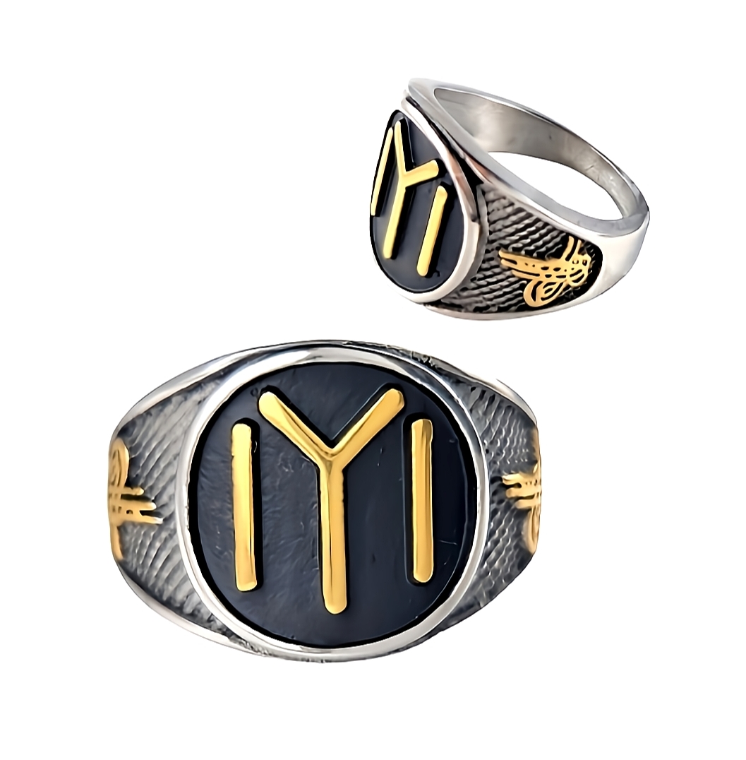 Fingerring IYI Zeichen Symbol Damen Herren Ring Gr.10 Schwarz Modeschmuck