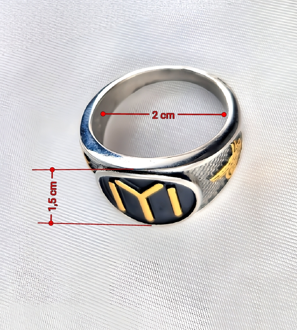 Fingerring IYI Zeichen Symbol Damen Herren Ring Gr.10 Schwarz Modeschmuck – Bild 2