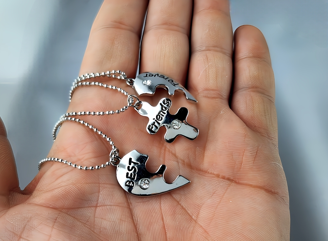 3 Freunde Best Friends Forever Anhänger mit Halskette Geschenkidee Modeschmuck – Bild 2