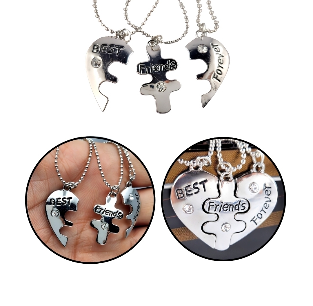 3 Freunde Best Friends Forever Anhänger mit Halskette Geschenkidee Modeschmuck