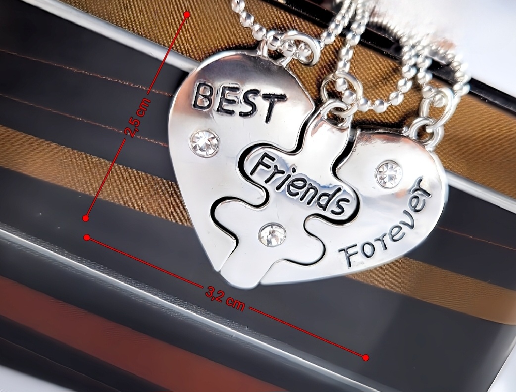 3 Freunde Best Friends Forever Anhänger mit Halskette Geschenkidee Modeschmuck – Bild 3