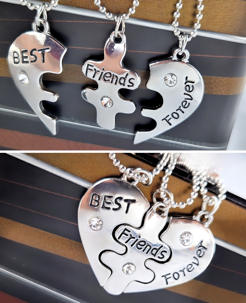 3 Freunde Best Friends Forever Anhänger mit Halskette Geschenkidee Modeschmuck – Bild 4