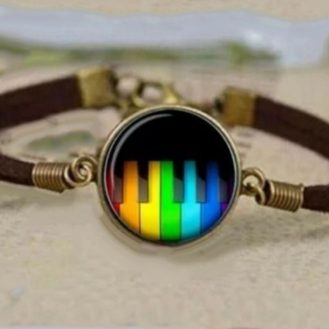 Klaviertasten Regenbogen Armband Musik Motiv Modeschmuck Geschenkidee