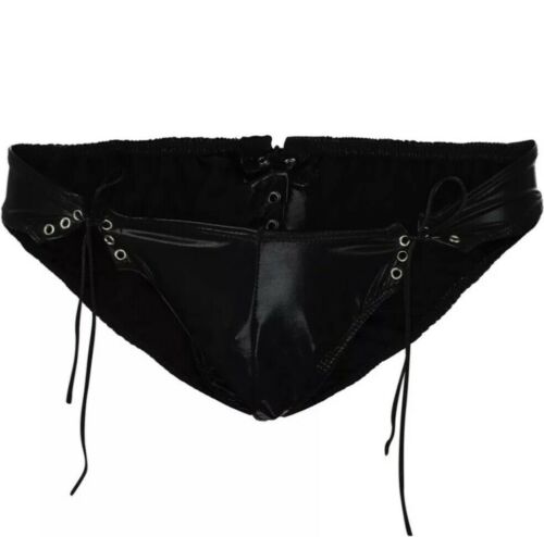Kreative Herren Schnur Unterhose Wetlook Männer Tanga Slip Unterwäsche Schwarz – Bild 2