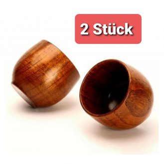 2X Mini Holz Tasse Handgemacht Natürlich Holzbecher Hölzerne Teetasse Holztasse