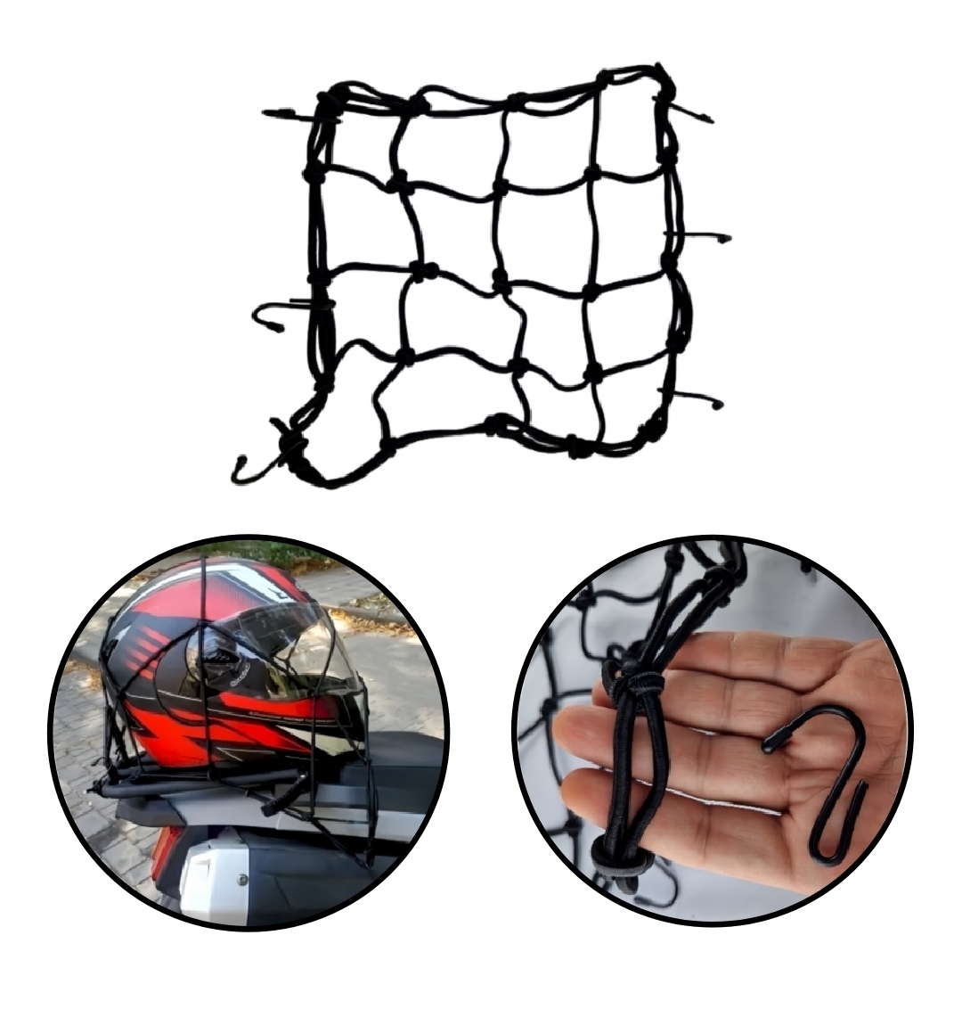 1 x Motorrad-Motorrad-Roller-Gepäck, elastisches Gepäcknetz, schwarz