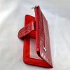 Damen Herren Geldbeutel Frauen Krokodesign Brieftasche Geldbörse Rot Reißverschluss Weinrot 18x10cm – Bild 4