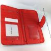 Damen Herren Geldbeutel Frauen Krokodesign Brieftasche Geldbörse Rot Reißverschluss Weinrot 18x10cm – Bild 2
