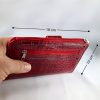 Damen Herren Geldbeutel Frauen Krokodesign Brieftasche Geldbörse Rot Reißverschluss Weinrot 18x10cm – Bild 3