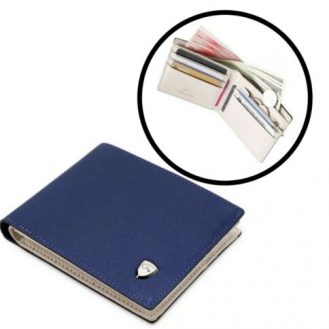 Herren Geldbeutel Brieftasche Männer Geldbörse Blau Reißverschluss 11,5x9cm