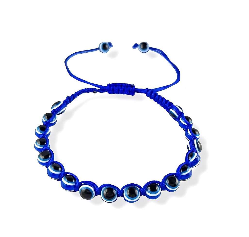 Blaues Armband mit Nazar Boncuk Blaue Auge Perlenoptik Geflochten