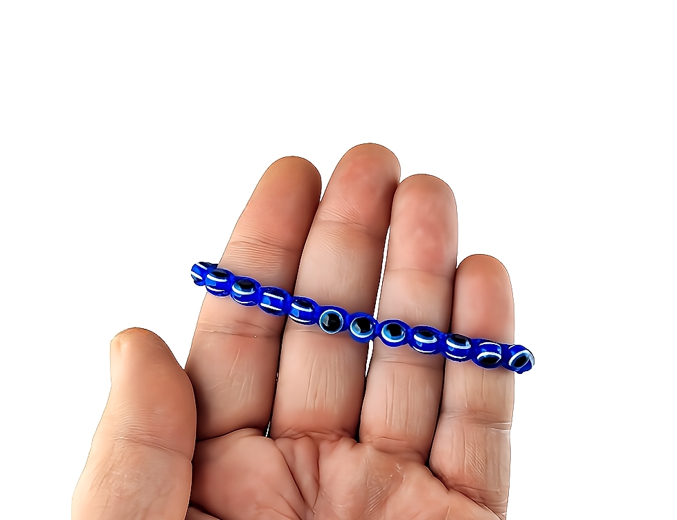 Blaues Armband mit Nazar Boncuk Blaue Auge Perlenoptik Geflochten – Bild 2