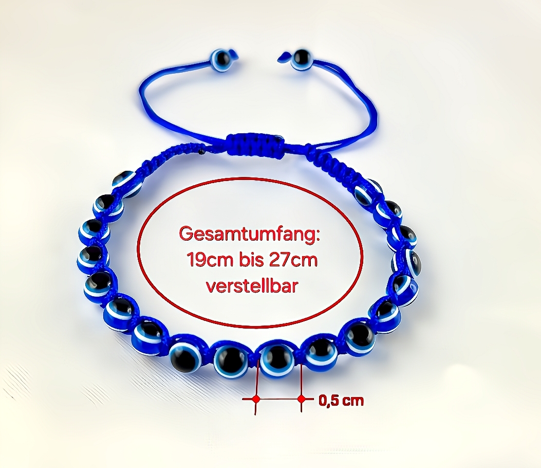Blaues Armband mit Nazar Boncuk Blaue Auge Perlenoptik Geflochten – Bild 4