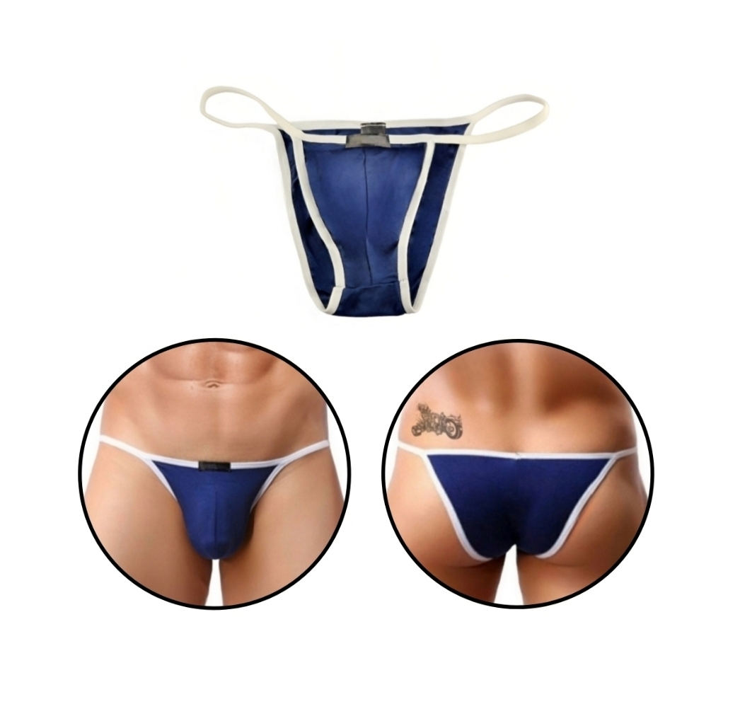 Herren String Reizwäsche G-String Tanga Männer Unterhose Slip Blau Spitze S M L