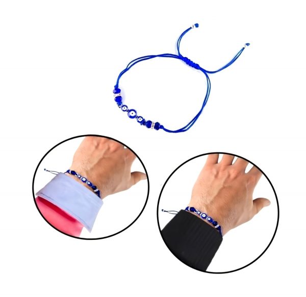 Armband Blau mit Nazar Boncuk Blaue Auge und Perlenoptik Armreif