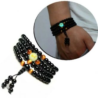 2 in 1 Leucht Armband Halsband Perlenoptik Motiv Schwarz Schmuck