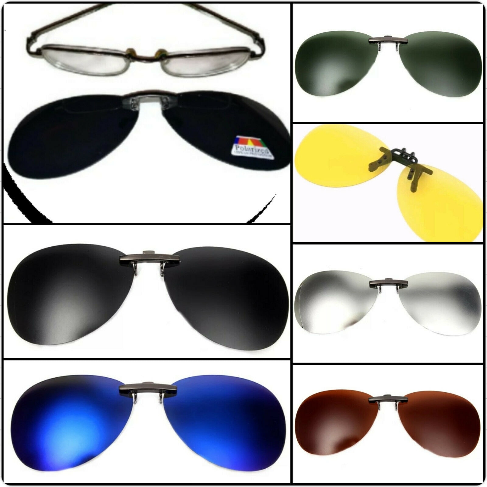 Clip On Sonnenbrille ohne Rahmen Überbrille Klip Brillen Aufsatz Vorhänger 