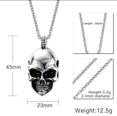 Schädel Anhänger mit Halskette Skelett Totenkopf Schmuck Edelstahl Geschenkidee – Bild 5