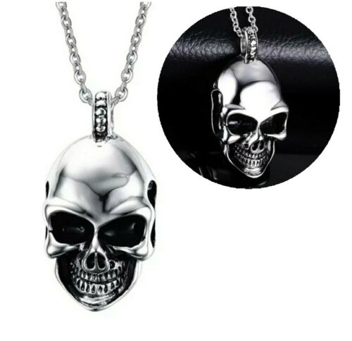 Schädel Anhänger mit Halskette Skelett Totenkopf Schmuck Edelstahl Geschenkidee