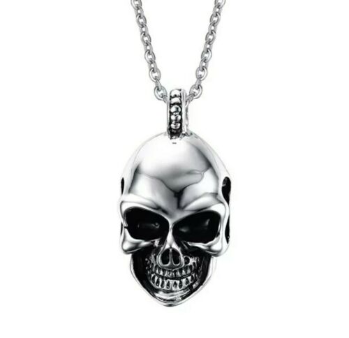 Schädel Anhänger mit Halskette Skelett Totenkopf Schmuck Edelstahl Geschenkidee – Bild 2