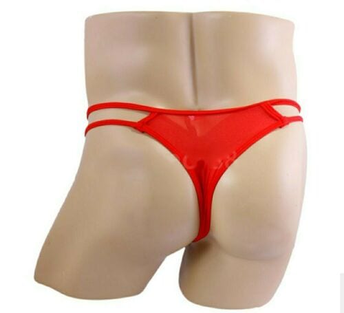 Kreative Herren Slip mit Kette Unterhose Wetlook Männer Tanga String Dessous Rot – Bild 4