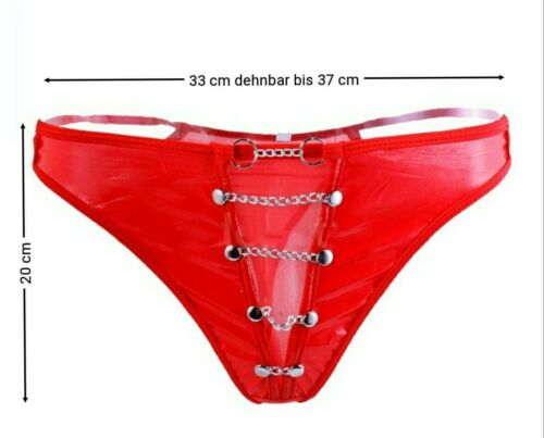 Kreative Herren Slip mit Kette Unterhose Wetlook Männer Tanga String Dessous Rot – Bild 5