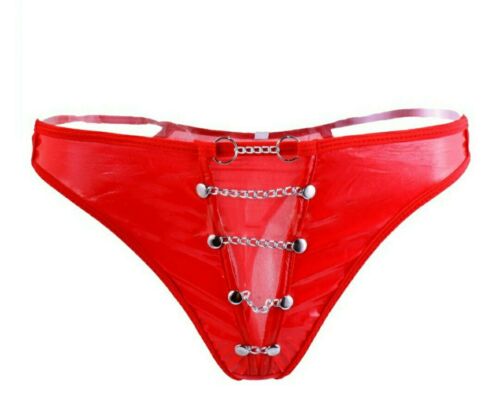 Kreative Herren Slip mit Kette Unterhose Wetlook Männer Tanga String Dessous Rot – Bild 7
