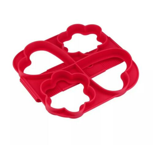 Pfannkuchen Spiegelei Maker Herz Stern Form Silikon Wender Rot – Bild 3