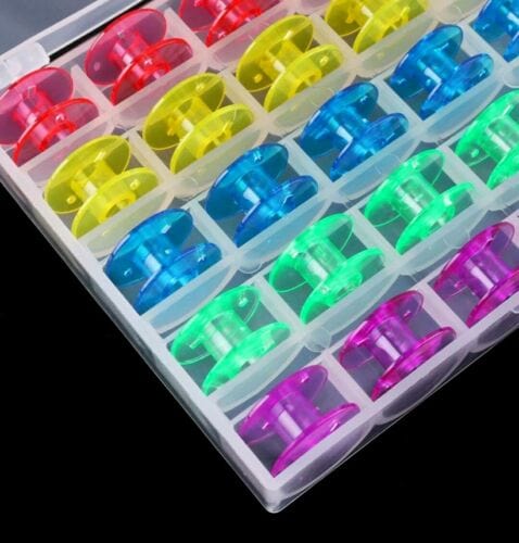 25 Spulen für Nähmaschine mit Box Spulenkapseln Nähmaschinenspulen Kunststoff – Bild 2