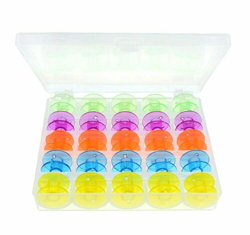 25 Spulen für Nähmaschine mit Box Spulenkapseln Nähmaschinenspulen Kunststoff – Bild 3