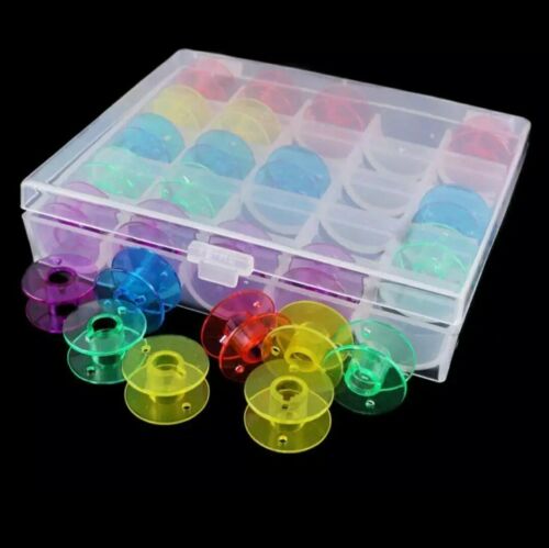 25 Spulen für Nähmaschine mit Box Spulenkapseln Nähmaschinenspulen Kunststoff – Bild 4