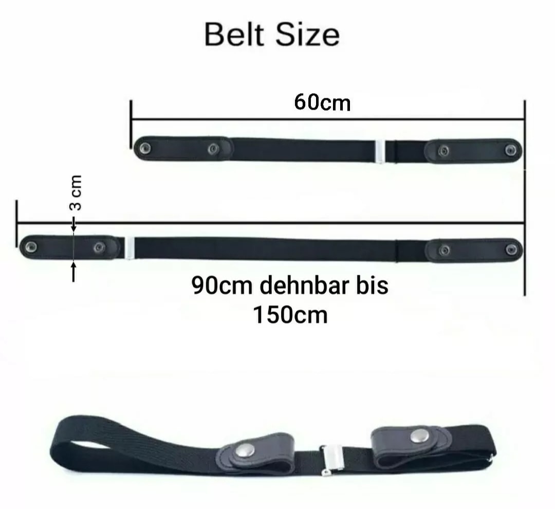 Damen Herren Gürtel Unsichtbar Elastisch Vorne Frei ohne Schnalle 80 110 130 cm – Bild 3