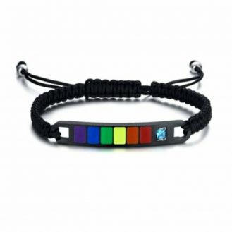 Regenbogen Armband Modeschmuck Zirkonia Geflochten Schwarz