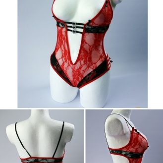 Damen Dessous Schlüpfer Bodysuit Spitze Unterwäsche Reizwäsche Rot M L XL XXL