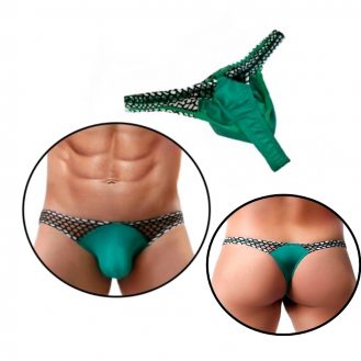 Herren Netz Unterhose String Männer Slip Unterwäsche Fischernetz G-String Grün S M L XL