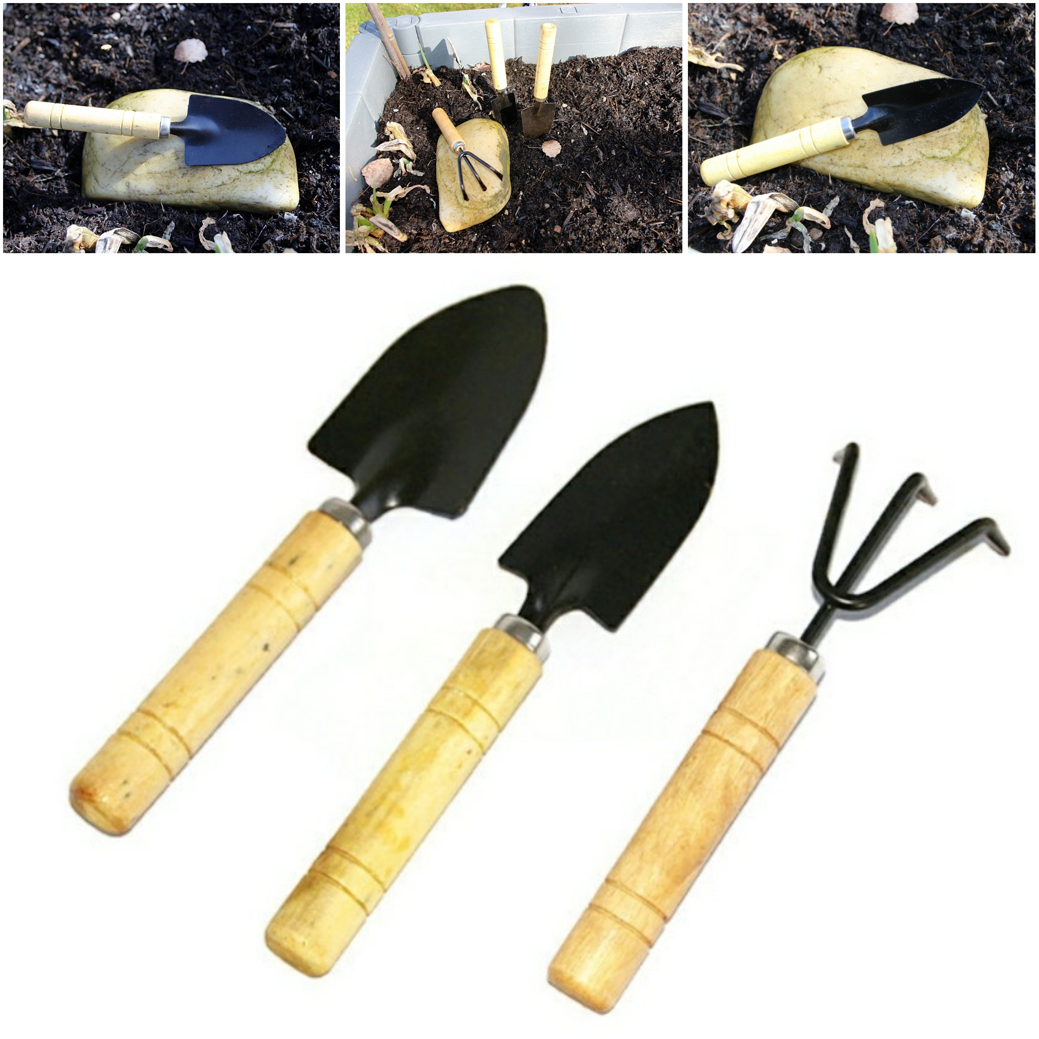 3 Teilig Mini Gartenwerkzeug Set Gartengeräte Kleine Schaufel Kralle Blumentopf