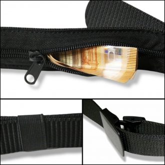 Herren Damen Gürtel mit Geheimversteck Reißverschluss Geheimfach Metalllos Metallfrei Kunststoff 120 cm