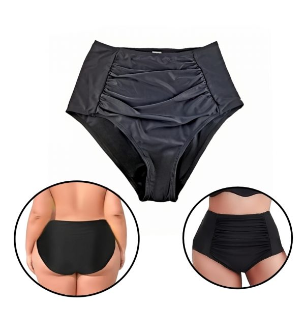 Damen Hohe Taille Badehose Frauen Bauchweg Schwimm Bikini Schwarz M L XL XXL 3XL