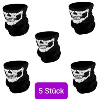 5x Motorrad Fahrrad Maske Gesichtsmaske Schal Skelett Schwarz Weiß