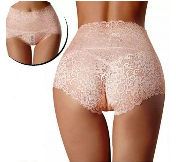 Damen Hohe Taillenslip Schlüpfer Spitze Bauch Kaschier Unterwäsche Reizwäsche Beige M L 2XL 3XL