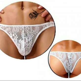 Herren Slip Reizwäsche Spitze Dessous Männer Unterhose Weiß S M L XL 2XL