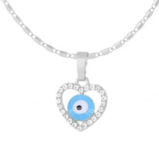 Hellblaue Nazar Boncuk Motiv Mini Anhänger mit Halskette Schmuck