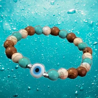 Armband Türkis Braun Weiß Herren Frauen Schmuck perlenoptik Armreif Armschmuck Nazar