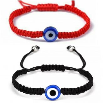 2 Stück Rotes und Schwarzes Armband mit Nazar Boncuk Blau Augen Schmuck
