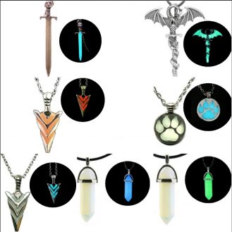 Leucht Anhänger Mit Halskette Leucht Blau Grün Rot Schwert Pfeil Drache Hundepfote Schmuck