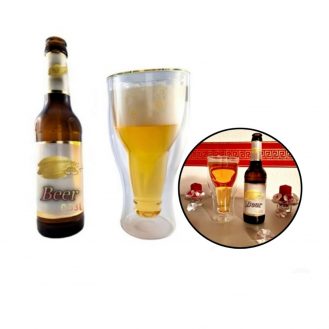 Kreatives Bierglas Doppelwandiges Partyglas 0,33l Innen Bierglasflaschen Motiv