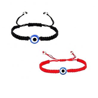 2 Stück Armband Rot und Schwarz Nazar Boncuk Blaue Auge Blick Armreif